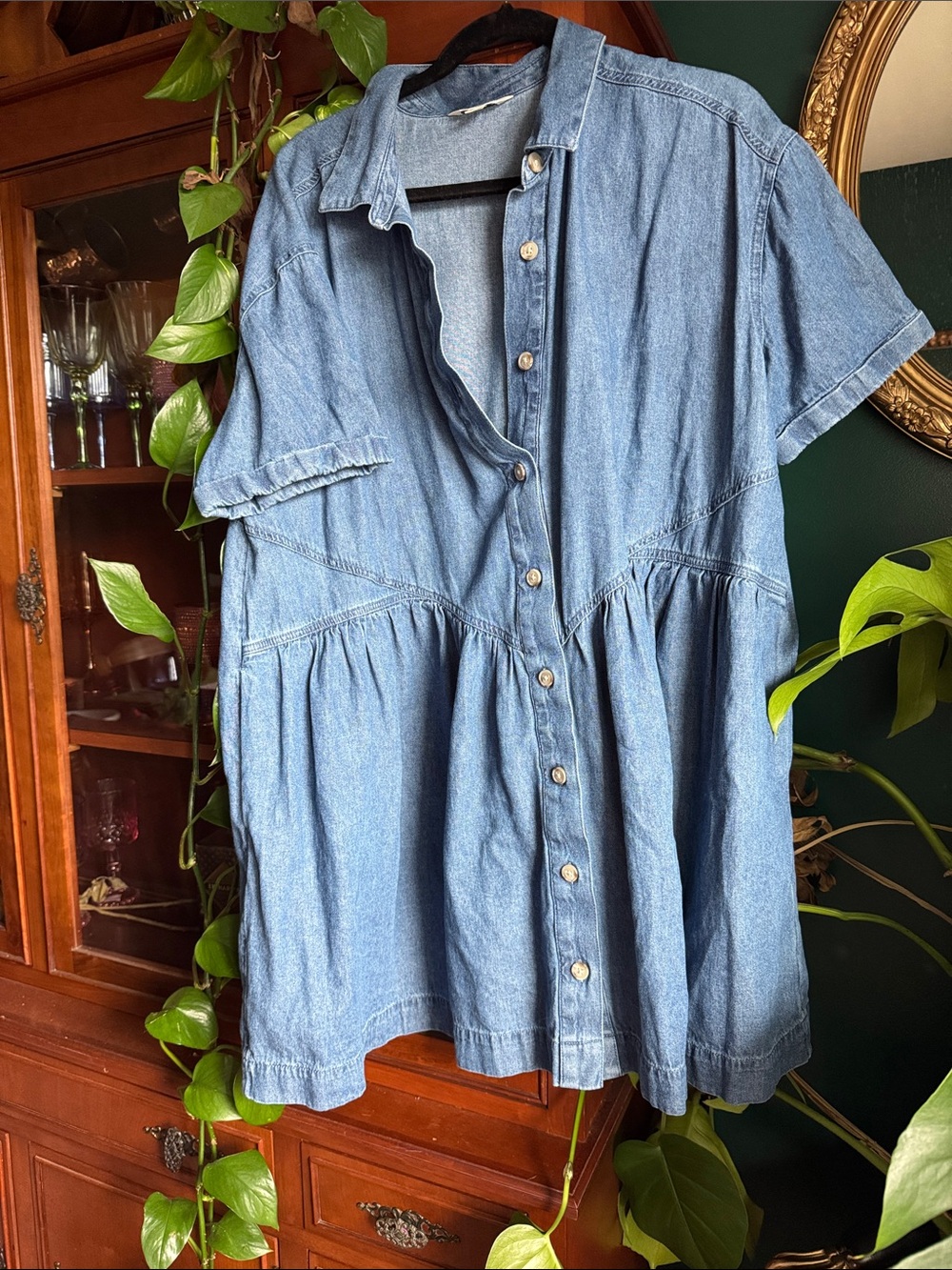 Terra & Sky Light Blue Denim Button-Front Girls' Dress